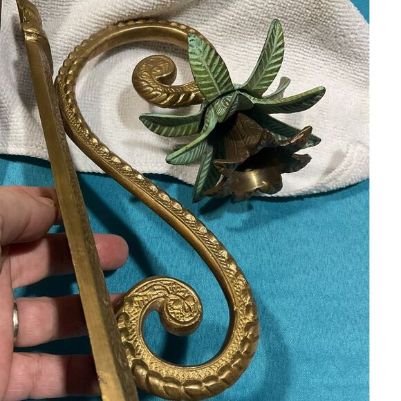 Late 20th Century Brass Palm Candle Sconce Set - Picture 7 of 7